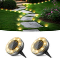 Peasur Mini Solar Ground Lights, 2 Pack Flat Solar Disc Lights Outdoor Waterproof, 2.3 Inch Small Solar Garden Lights Landscape Lighting for Outside Pathway Garden Yard Lawn Walkway,Warm White
