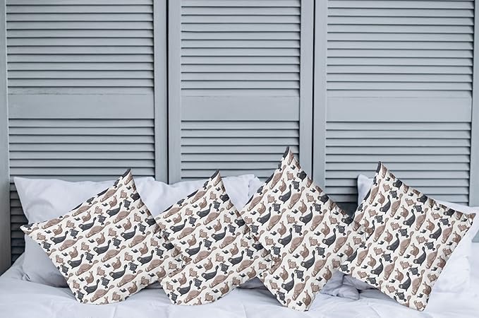 Ambesonne Sea Animals Decorative Throw Pillow Case Pack of 4, Seals Illustration Sea Lion Exotic Tropical Comic Graphic Wild Ocean, Cushion Cover for Couch Living Room Car, 16", Taupe Grey