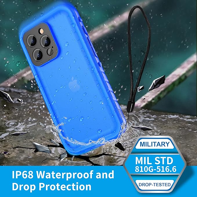 SPORTLINK Compatible with iPhone 13 Pro Waterproof Case - Full Body Shockproof Dustproof Phone Screen Protector Rugged Waterproof Case for iPhone 13 Pro 6.1 Inches Blue