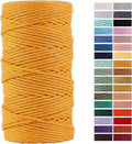 Gold Yellow Macrame Cord 3mm x 109Yards,Colored Cotton Rope Craft Cord Colorful Cotton Cord Twine for Wall Hanging Plant Hangers Crafts Knitting Decorative Projects