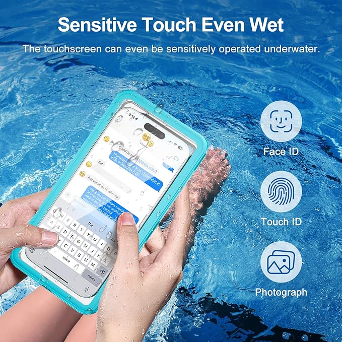 Beasyjoy Waterproof Phone Case, Underwater Phone Case for Snorkeling, Universal IPX8 Diving Pouch with Lanyard for iPhone Samsung Google Moto Series-[NOT Fit Snugly] [Touchscreen Operated Only]- Blue