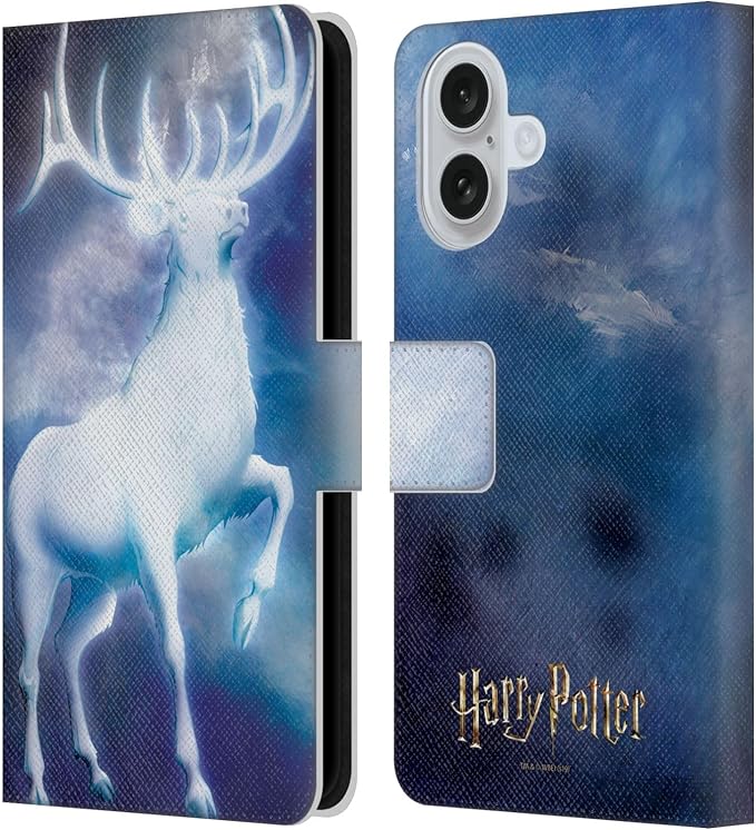 Head Case Designs Officially Licensed Harry Potter Stag Patronus Prisoner of Azkaban II Leather Wallet Case Compatible with Apple iPhone 16
