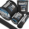 1200 Paracord Rope - 4.4mm 14 Strand Nylon Parachute Spool para Cord Lanyard for Outdoor Camping Survival Utility Tent Crafting DIY Projects Fishing Clothsline Bracelet - Black 300FT