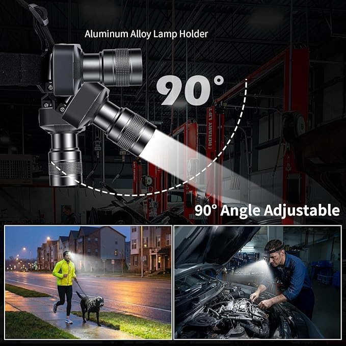 KunHe 20 Pack Rechargeable LED Headlamp with 1800mAh Battery 333 Lumens Aluminum Alloy with Zoomable150M Beam IP65 Waterproof 3 Modes for Construction Crews Warehouse Maintenance & Emergency