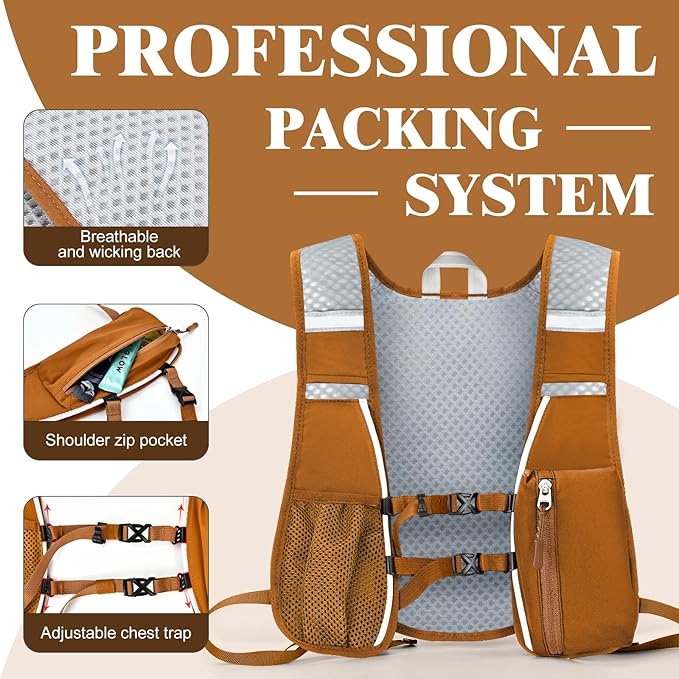 Hydration Backpack with 2L Water Bladder Bag, Lightweight and Breathable Running Vest for Men, Adjustable Chest Straps Water Pack for Cycling Hiking Climbing Outdoor
