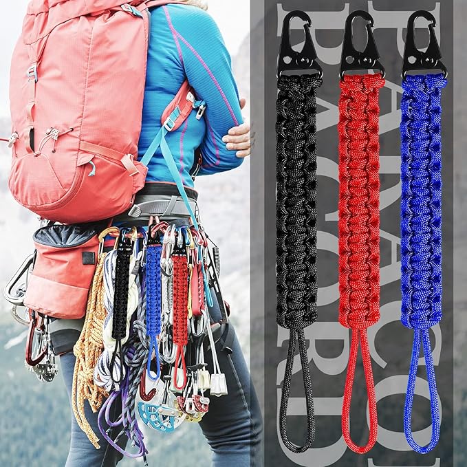 Shappy 3 Pcs Paracord Keychain Weave 550 Paracord 9 Inch Tactical Lanyard Wallet Accessories Camping Fishing Hunting Outdoor