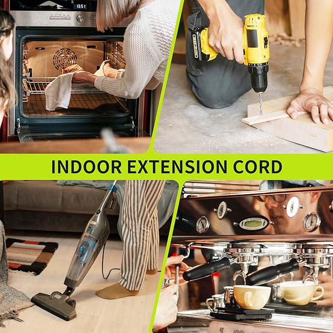 16/3 Black 25 FT Extension Cord, Indoor Extension Cord for Laptops, Coffee Makers, Office Home Appliances, 3 Prong Resistant Cable Flexible, 13A 125V 1625W ETL Listed