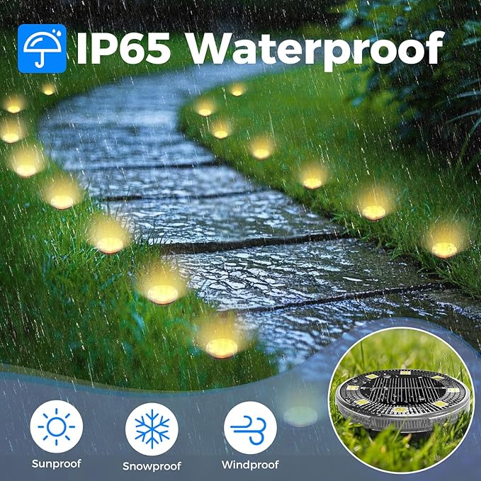 Peasur Mini Solar Ground Lights, 4 Pack Flat Solar Disc Lights Outdoor Waterproof, 2.3 Inch Small Solar Garden Lights Landscape Lighting for Outside Pathway Garden Yard Lawn Walkway,Warm White
