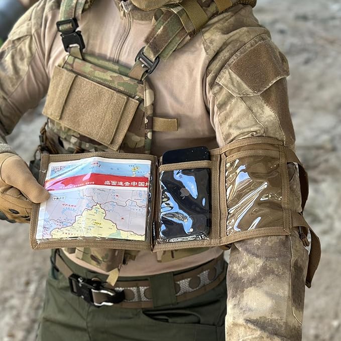 Tactical Arm Sleeve Map Pouch Case Documets Holder Wrist Case Wrist Map Holder QB Wristband Map Case Military Arm PouchTactical USA Flag Patch