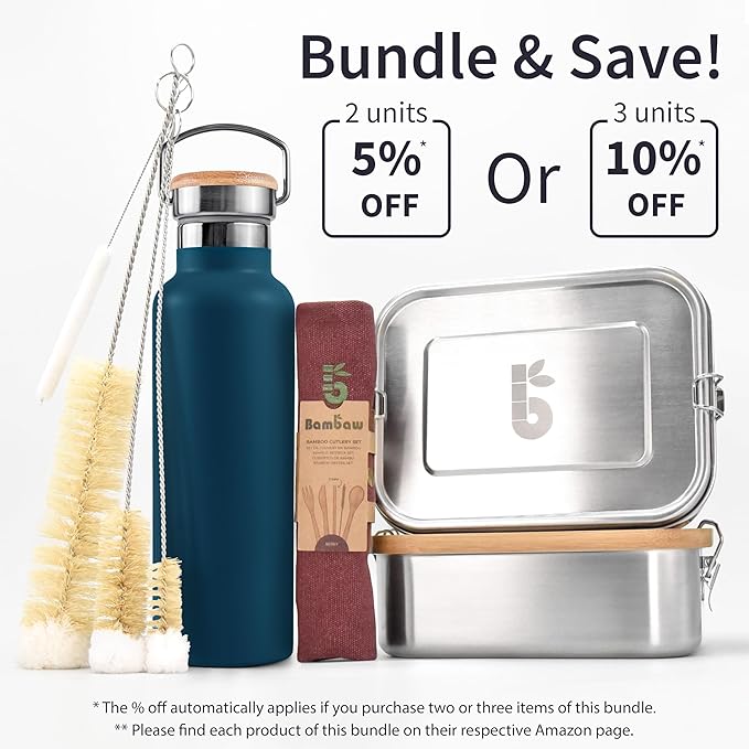 Bambaw Insulated Water Bottle 16 oz, Stainless Steel Water Bottle Insulated, For Hot & Cold Drinks, Reusable & Easy to Clean, Rust-Resistant, Made of High-Grade Stainless Steel (Aegean Blue)