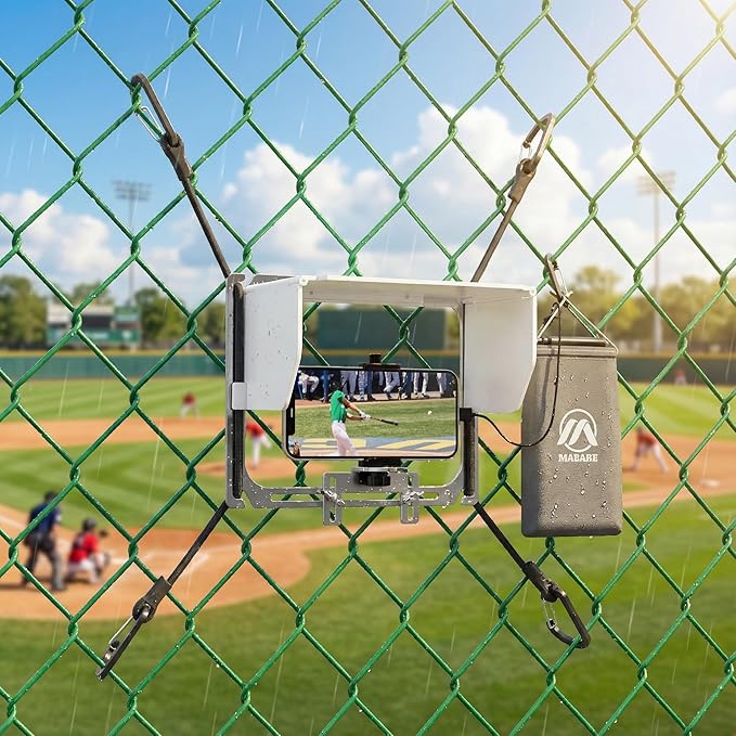 Cell Phone Fence Mount with Shade, Game Changer Mounting Kit, Gamechanger Streaming kit Works with iPhone, Mevo Start, Phones, and GoPro, for Recording Baseball Games(Upgraded Version)