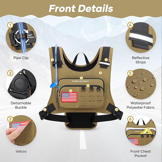 Maelstrom Running Vest, Detachable Hydration Backpack for Men Women with 2L Water Bladder & Chest Pack, Breathable Hiking Water Backpack for Cycling, Climbing, Marathon