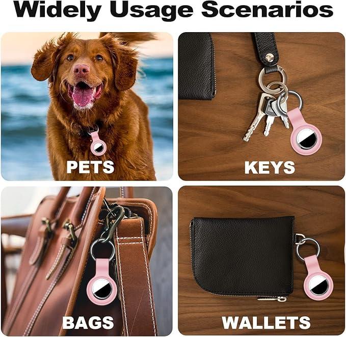 Linsaner Compatible with AirTag Case Keychain for Air Tag Holder Silicone for AirTags Key Ring Cases Tags Chain foe for Apple for AirTag GPS Item Finders Accessories，Pink