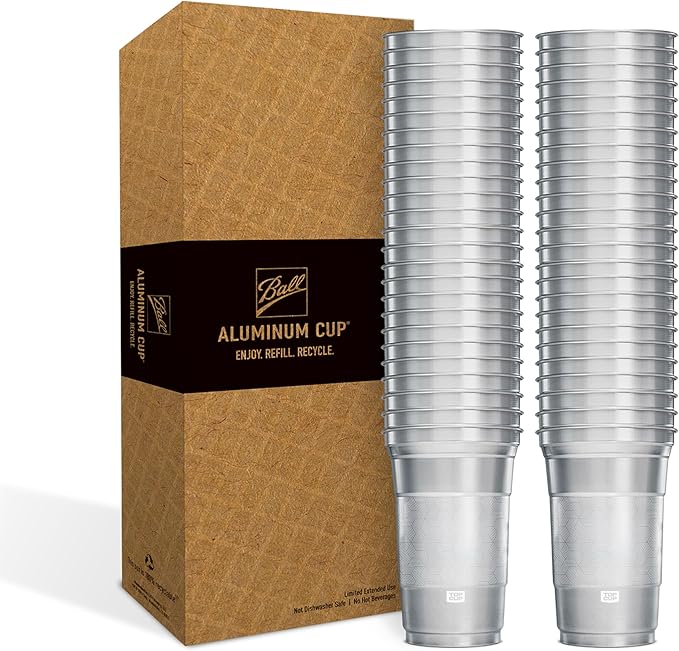 Top Cup – 9 Ounce, 50 Count, Reusable Aluminum Party Cups | Stealth Design | Cold-Holding, Recyclable, Made in USA
