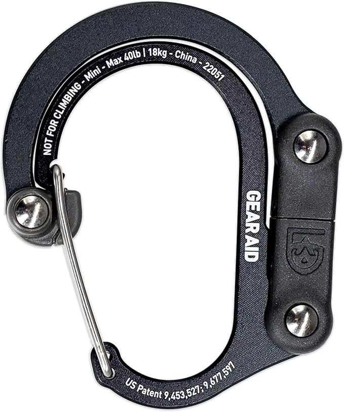 GEAR AID HEROCLIP (Mini) Carabiner Gear Clip and Hook, for Hanging Bags, Purses, Lanterns, Strollers, Tools, Helmets, Water Bottles, and More