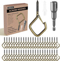 60 Pcs Bronze Eye Hooks Screw Heavy Duty,Ceiling Hooks for Hanging Plants,String Lights,Cup,Wind Chime,Bird Feeders. Plant Hanger Indoor&Outdoor