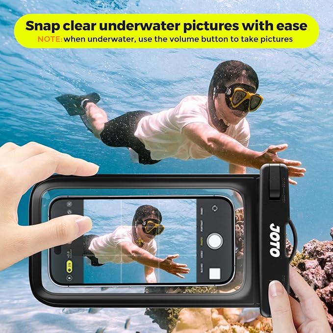 JOTO 2 Pack Universal Waterproof Phone Case for iPhone 17 Air 16 15 14 13 12 11 Plus Pro Max, IPX8 Cellphone Dry Bag XR X SE, Galaxy S23 S22 S21 S20+ S20 S10 Plus Note, Pixel up to 7" -Black