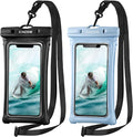 CACOE [Floatable] Floating Universal Waterproof Phone case 2 Pack-Up to 7.0",Phone Pouch with Adjustable Neck Lanyard,IPX8 Cellphone Dry Bags for Vacation Water Activities（Black+Light Blue）