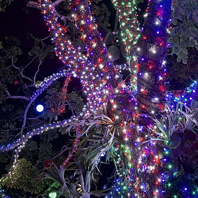 HOME LIGHTING 200 LED 66FT Fairy String Lights, July 4th Patriotic Light with 8 Lighting Modes, Mini Lights Plug in for Indoor Outdoor Independence Day Tree Holiday Party Decor, Red Blue & White