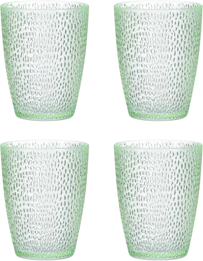 uxcell 10oz Acrylic Drinking Glasses, 4Pcs Plastic Reusable Tumblers Drinkware Unbreakable Water Glasses Cups Stackable & Dishwasher Safe for Home Outdoors Restaurant, Emerald