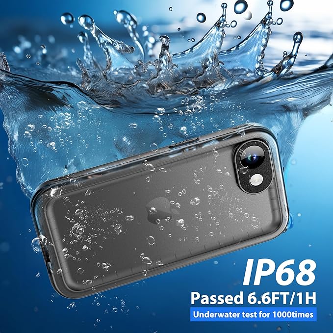 SPORTLINK for iPhone 16e Case/iPhone 17e Case, IP68 Waterproof Military Protective Full Body Heavy Duty Shockproof 360 Sealed Dustproof with Camera Screen Protector Cover for i Phone 16 e 6.1" Black