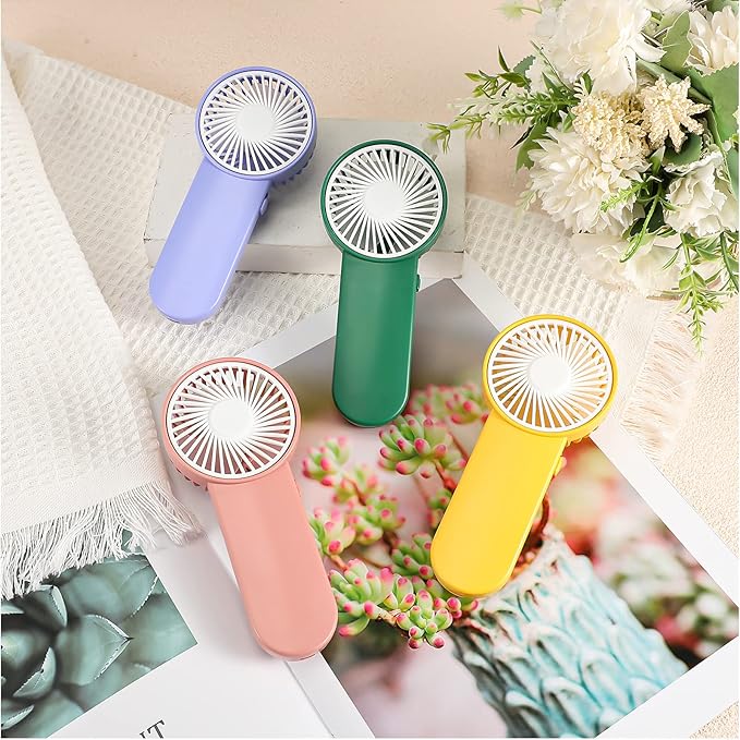 Sumind 12 Pcs Small Personal Portable Fan Mini Handheld Bulk 1 Speed Electric Cute Battery Powered for Neck Lash Makeup Women Men Travel Camping Indoor Outdoor Summer (4 Colors)