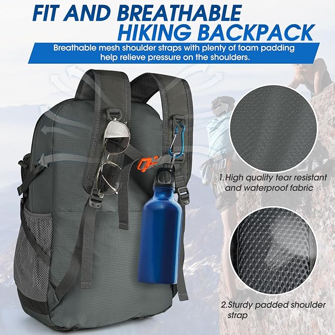 IGOLUMON Hiking Backpack 40L Packable Lightweight Camping Backpack Men Women Waterproof Hiking Daypack Outdoor Travel Daypack
