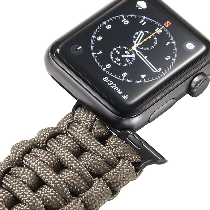 Savior Survival Gear Paracord Watch Band - Compatible with Apple Watch Band 49mm 46mm 45mm 44mm 42mm, iWatch Band Series Ultra 10 9 8 7 6 5 4 3 2 1 SE, Adjustable strap for men (Gunmetal Gray, Large)