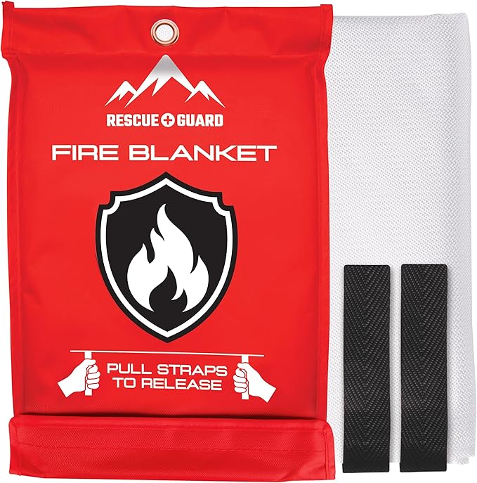 Fire Blanket 1 Pack 40”x40” - Fire Blankets Emergency for Home and Kitchen - Emergency Blankets for Survival - Home House Safety Supplies kit Must Haves - Firemen Safety Gifts and Essential Stuff