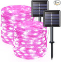 JMEXSUSS 2 Pack Valentine Solar Lights Outdoor, 33ft 100 LED Pink Solar String Lights Outdoor Waterproof, 8 Modes Pink Fairy Light for Outside Garden Patio Party Decorations