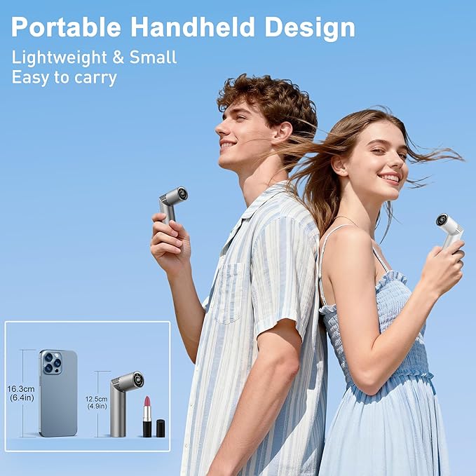 Portable Handheld Fan - Rotatable Mini Fan, High Speed Wind Cooling, 199 Speeds Stepless Control, Digital Display, 3-in-1 Rechargeable Personal Fan for Travel, Outdoor, Birthday Gifts for Women Men
