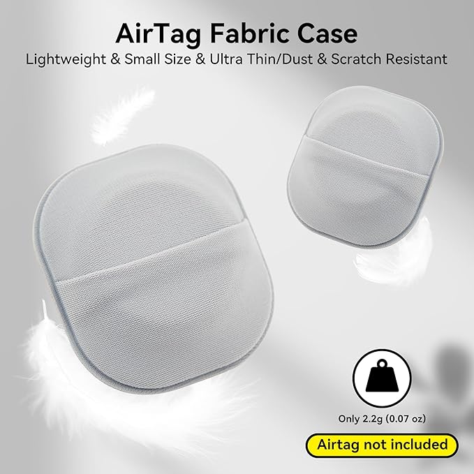 2 Pack for Airtag & Moto Tag Sticker Adhesive Mount, for Apple AirTags 1st & 2nd Generation Fabric Holder Case with 3M Adhesive Stick on Wallet/TV Remote/Car/Luggage Bags/Drones, Lightweight, Grey