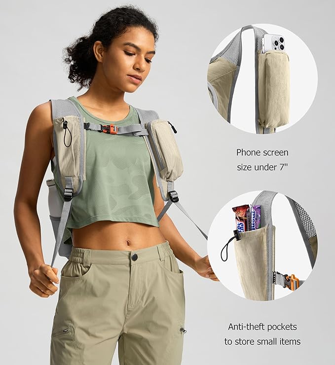 Uselike 10L Small Hiking Backpack Travel Daypack Lightweight Packable Back Pack for Women Men(Beige)