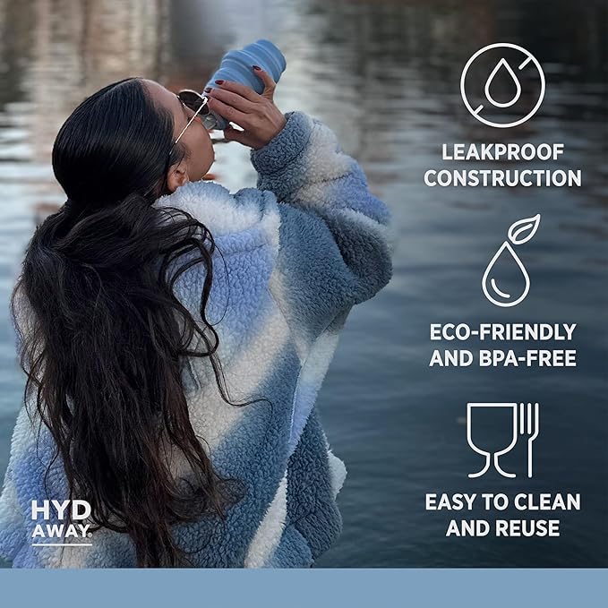HYDAWAY 17oz Travel Collapsible Water Bottle - BPA-Free, Leakproof, Lightweight, Reusable