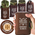 Don't Die In The Woods - Freakin’ Huge Emergency Blankets [4-Pack] Extra Large Thermal Mylar Space Blanket - One of The Ten Essentials Outdoor Survival Gear for Hiking Camping First Aid Kit (Camo)
