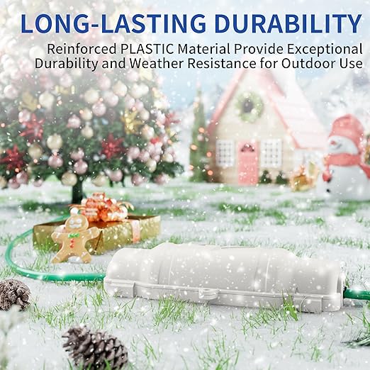 6 Pack Outdoor Extension Cord Safety Cover with Waterproof Seal IP54 Water-Resistant, Weatherproof Electrical Connection Box with 2 Latches, Plug, Socket, Holiday Decoration Light, White