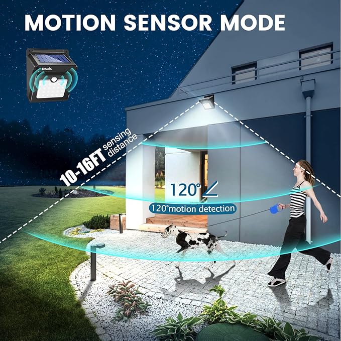 BAXIA TECHNOLOGY Solar Outdoor Lights Wireless Security Motion Sensor Solar Lights Outdoor Waterproof for Front Door,Backyard,Steps,Garage,Garden (400LM,4 Packs)