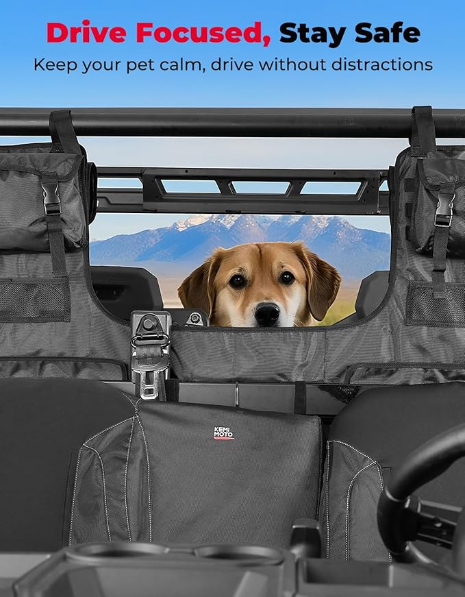 KEMIMOTO UTV Storage Bag, Seat Back Rack Compatible with Polaris Ranger/Can-Am Defender/CFMOTO Uforce, 8-Pocket, 1680D Water-Resistant Canvas Storage for Hunting, Farm & Travel, Seat Storage System