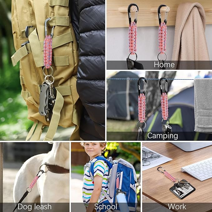 EOTW Paracord Keychain for Men Women Paracord Carabiner Backpack Keychain with Aluminum Clip for Camping Hiking Outdoor Gear