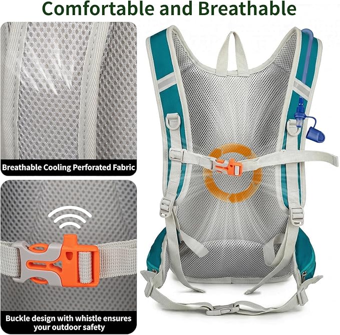 Hiking Backpack for Women & Men, Hydration Backpack with 2L Water Bladder for Running, Hiking, Cycling, Climbing, Camping, Biking (Blue)