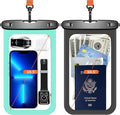 Lanhiem Large Waterproof Phone Pouch [Up to 10.5"] Universal IPX8 Waterproof Dry Bag with Lanyard for iPhone 17 Pro Max /16/15, S25 Ultra/ S24/ S23 Plus/FE, Moto G/Pixel 10 9 8 Pro, Black+Green