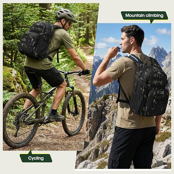 RAINSMORE Tactical Hydration Backpack 18L with 2L Water Bladder & Rain Cover, Insulated Molle Hiking Daypack, Lightweight Waterproof Ripstop Water Pack for Outdoor Cycling, Hiking
