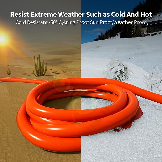 HUANCHAIN 150 ft Outdoor Extension Cord Waterproof 12/3 Gauge Heavy Duty with Lighted end, Flexible Cold-Resistant 3 Prong Electric Cord Outside, 15Amp 1875W 12AWG SJTW, Orange, ETL