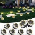 Solar Ground Lights Outdoor, 8 Pack Solar Lights Outdoor Waterproof, Mini Flat Solar-Powered Garden Light, Landscape Lighting for Garden Yard Lawn Pathway Walkway Driveway Backyard Decor, Warm White