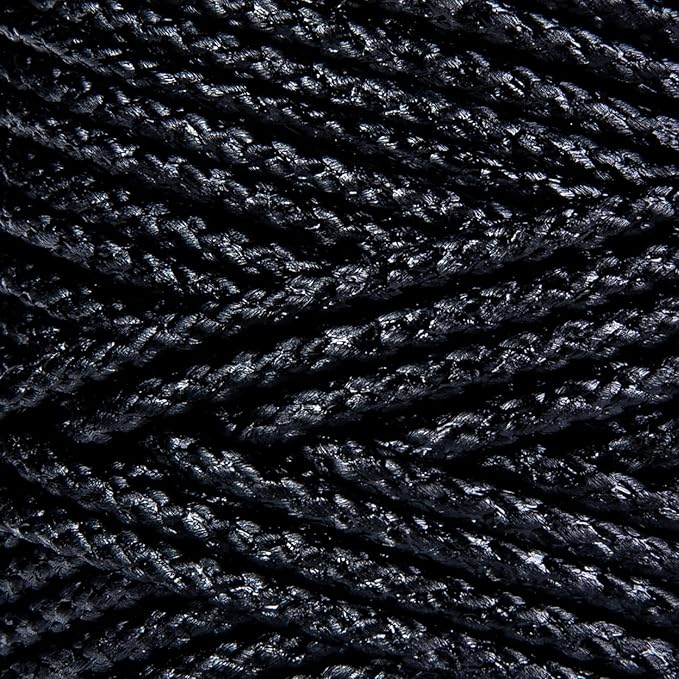HONGDA Braided Tarred Bank Line Twine, Black Nylon String, 236 Feet #36, 2.2mm for Gardening, Construction, Gear Tying, Jungle Survival, Trotline