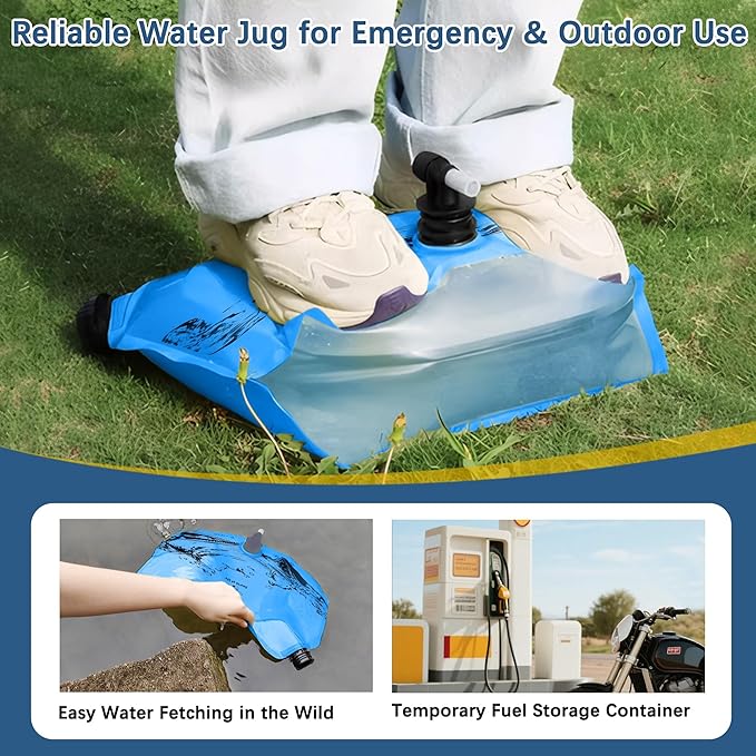 Water Jug Camping 2.1 Gallon Collapsible with Spigot, BPA Free Portable Water Pouch Foldable Water Bags for Outdoor Hiking, Travel and Emergency & Water Storage Containers (Orange_Blue-2Pcs)