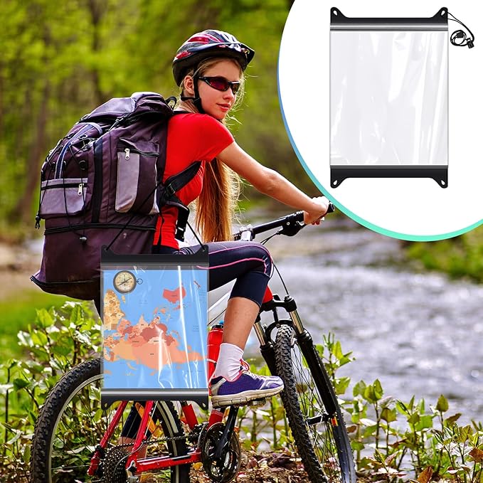 Waterproof Map Case TPU Guide Map Case Holder with Clear Window 13 x 11 Inch Waterproof Bag Pouch Marine Dry Bags Outdoor Document Holder for Hiking Kayaking Marine Travel