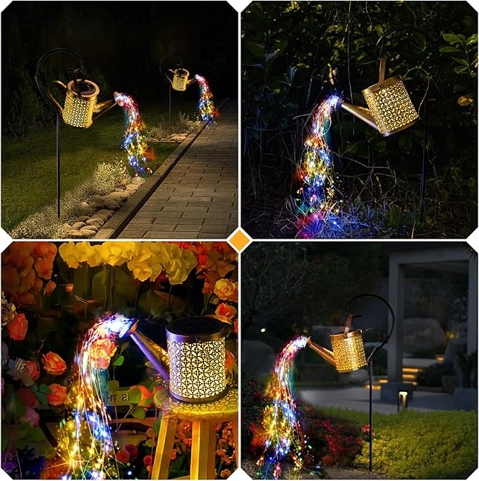 SRNPMIU Solar Watering Can Light, Solar Yard Decorations Outdoor, Garden Decor Lights, IP65 Waterproof Hanging Lantern Lights, Flower Bed Decor, Gifts for Grandma, Women, Mom