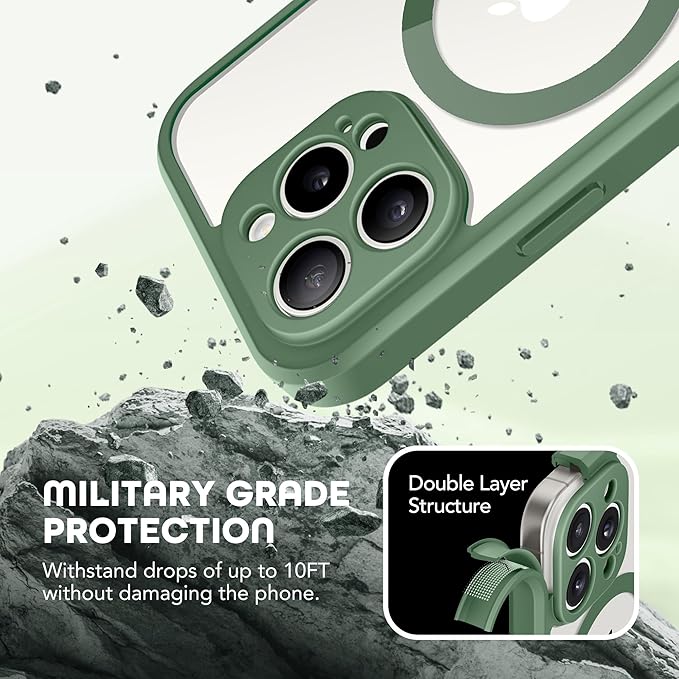 TIESZEN for iPhone 15 Pro Case, Compatible with MagSafe, Built-in Privacy Screen Protector and Camera Protection, Anti Spy Full Body Dustproof Shockproof Hard Phone Case 6.1", Deep Green