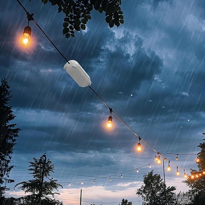 [2 Pack] Outdoor Extension Cord Safety Cover, BN-LINK Outdoor Plug Protector Waterproof, Electrical Connection Box for Holiday String Lights & Tools, White